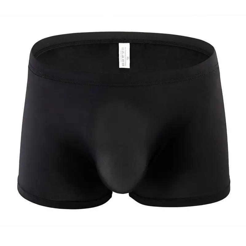 Thin Sheer Men'S Panties Sexy Ice Silk Breathable Low Waisted Underwear Seamless U Bulge Pouch Shaper Wear Man Lingerie Boxer