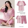 Women's Cotton Cartoon Girl Pajama Set - Short Sleeve & Capri, Wearable Outdoors