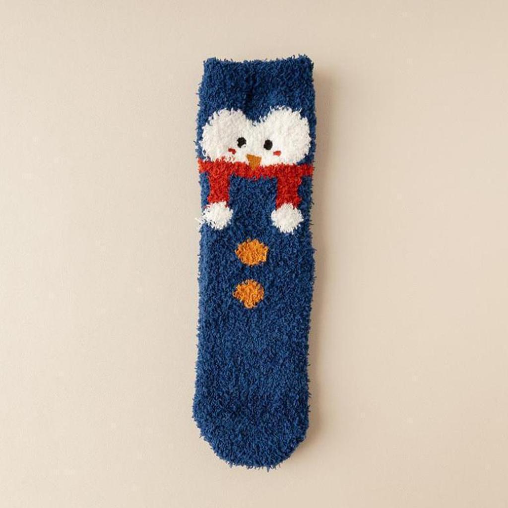 Women's Cute Christmas -Lined Mid-Calf Sleep Socks for Warm Home Lounging
