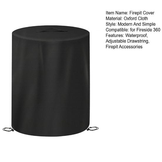 Firepit Cover for Fireside 360 Waterproof Oxford Cloth UV Resistant Dust Rain Snow Leaf Protection Firepit Guard with Adjustable Drawstring