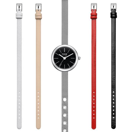 

[FOCE Lady] FOCE Lady Women s Mesh Band Leather Band Wristwatch 5-Piece Set FM2012BK-SET FM2012BK-SET