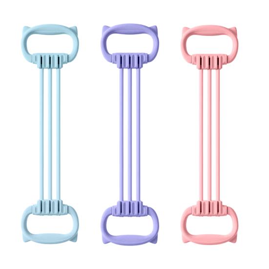 Adjustable 6-Tube Fitness Resistance Band with Cat Ear Handle Men Women Arm Shoulder Back Stretch Exercise Strap