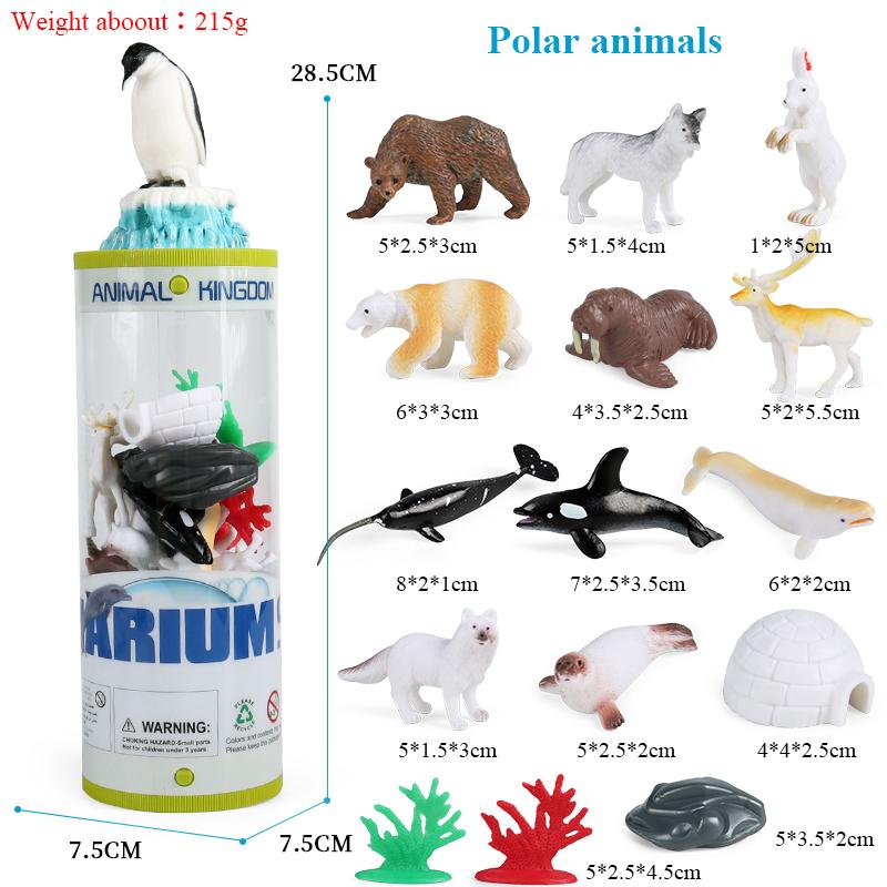 Oenux Zoo Animals Model Lion Shark Bee T-REX Penguin Cow Horse Hen Action Figures Cute Education Miniature Playset Kid Toy Gift