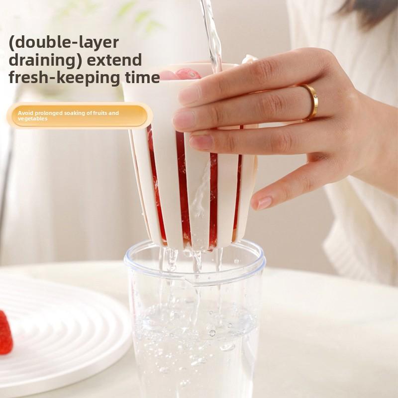 Ovocný salát Dvouvrstvý odvodnitelný kelímek potravinářské kvality s vidličkou Snídaňový fitness obědový box Uzavřený nepropustný kelímek s velkým objemem