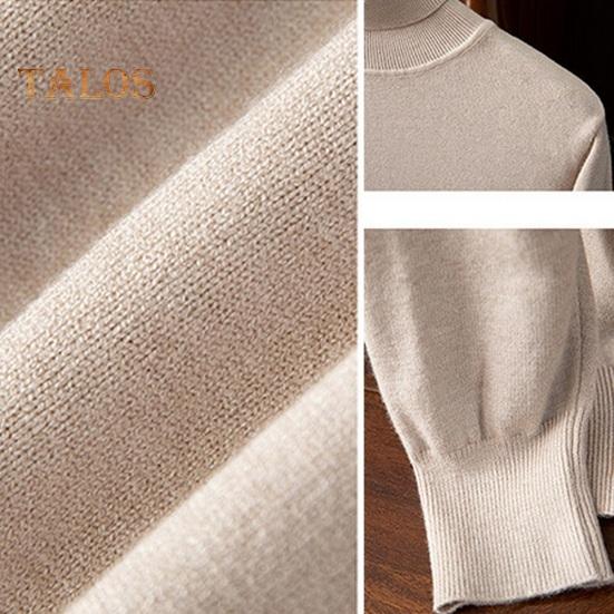 Fall Winter Men Sweater High Collar Knit Thick Elastic Long Sleeves Warm Solid Color Bottoming Knitwear Loose Daily Wear Business Sweater