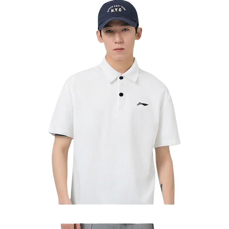 Li Ning Sports Lifestyle Series Polo Shirt Summer Fitness Business Casual Sports Suit Men tops APLU913-2+AKSU843-2