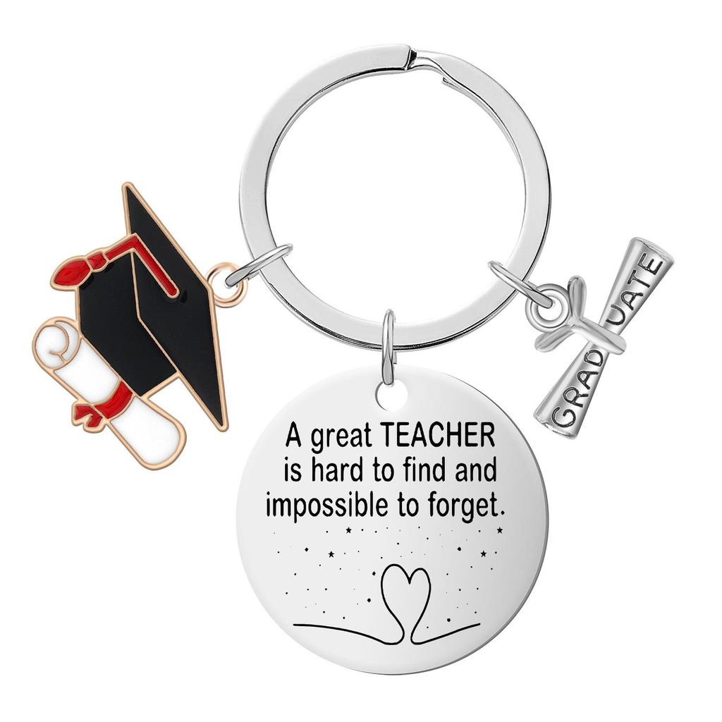 Stainless Steel Inspirational Graduation Keychain for Classmates and Teachers