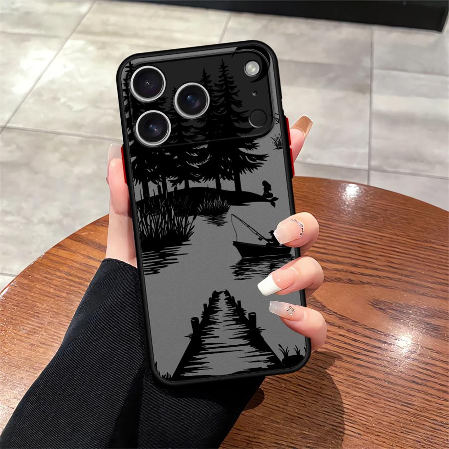 

Cartoon Forest Fishing Man Case for iPhone 17 Pro Max 13 Mini 15 12 14 11 7 8 SE Air XS XR 16 Plus Funda Back Phone Cover iPhone 13 Pro