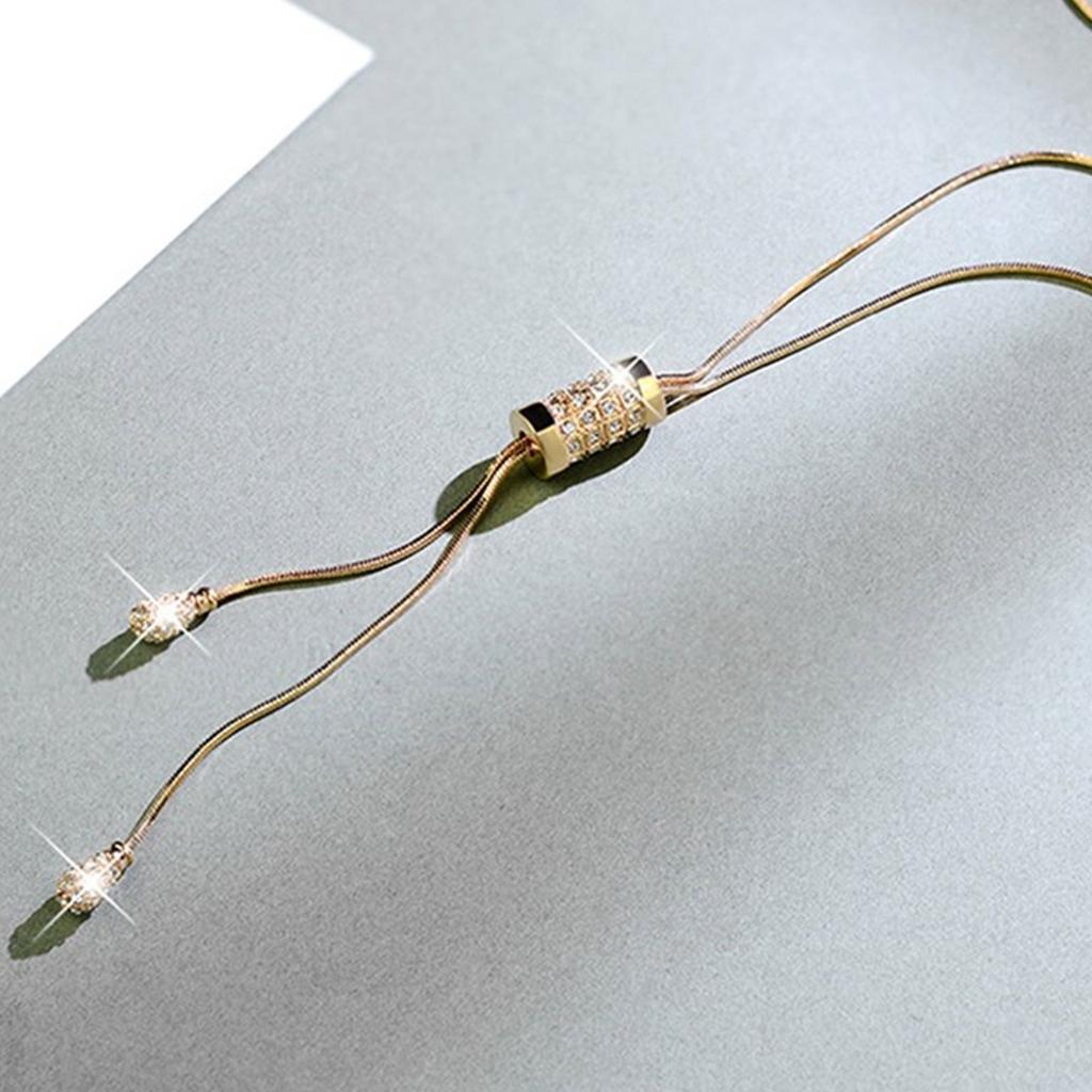 Elegant Women's Tassel Pendant Necklace Versatile Long Chain Necklace Adornment With Crystal Embellished Tassels Charm