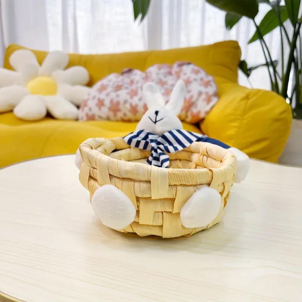 Handwoven Woven Basket Stackable Easter Rabbit Decoration Easter Bunny Storage Basket Sundries