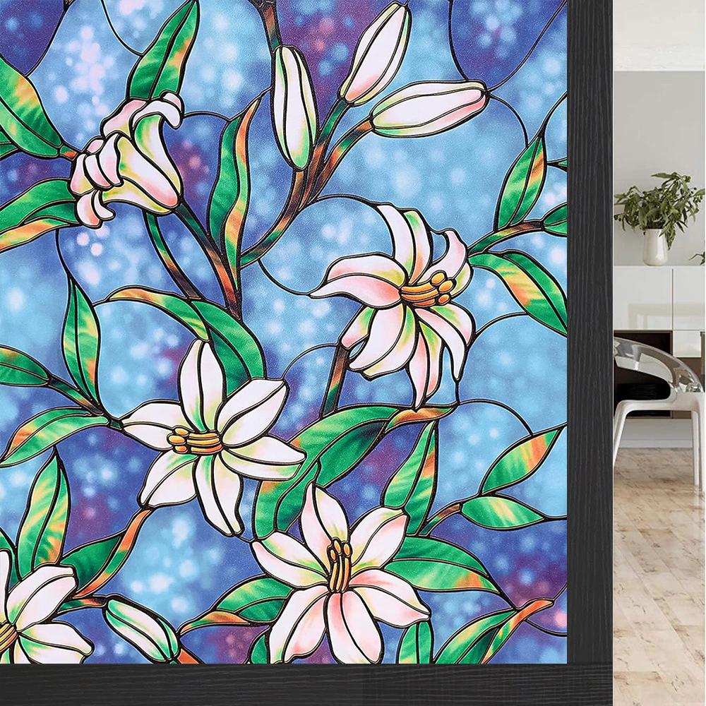 45/60/90 cm curcubeu fereastră confidențialitate folie 3D decorativă vinil vitraliu decalcomanii statice adezive fereastră folie autocolante