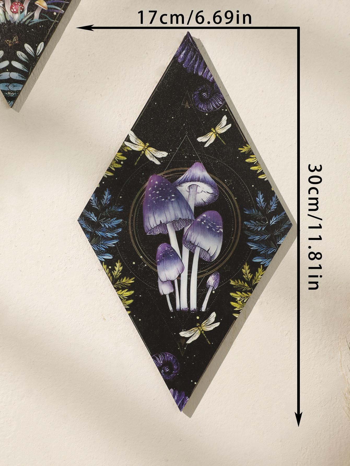 

Узор «Грибная бабочка» Деревянный настенный декор Ромбовидная настенная подвеска Бохо-украшение для дома Декор для ведьмы Декор для комнаты Эстетический подарок