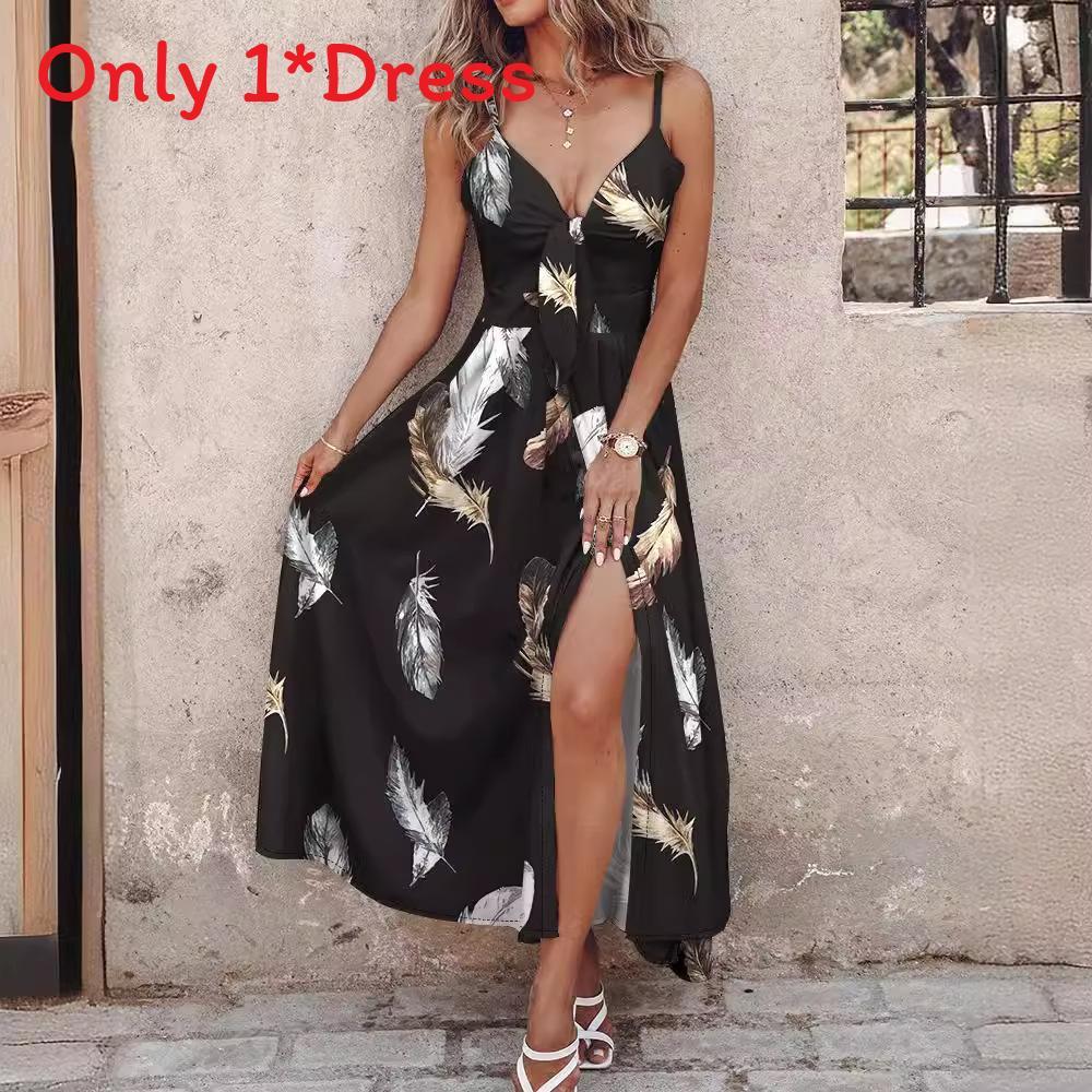 Polyester Floral Slip Dress With Vneck Sleeveless Design For Summer Casual Wear