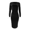 Women's Fashion All- Tight-fitting Round Neck Long-sleeved All- Long Dress