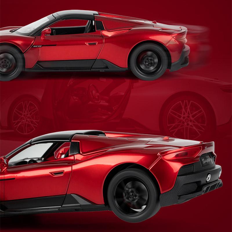 1/32 Maseratis MC20 Cabrio Coupe Alloy Sports Car Model Diecast Metal Track Racing Vehicles Car Model Sound and Light Kids Gifts