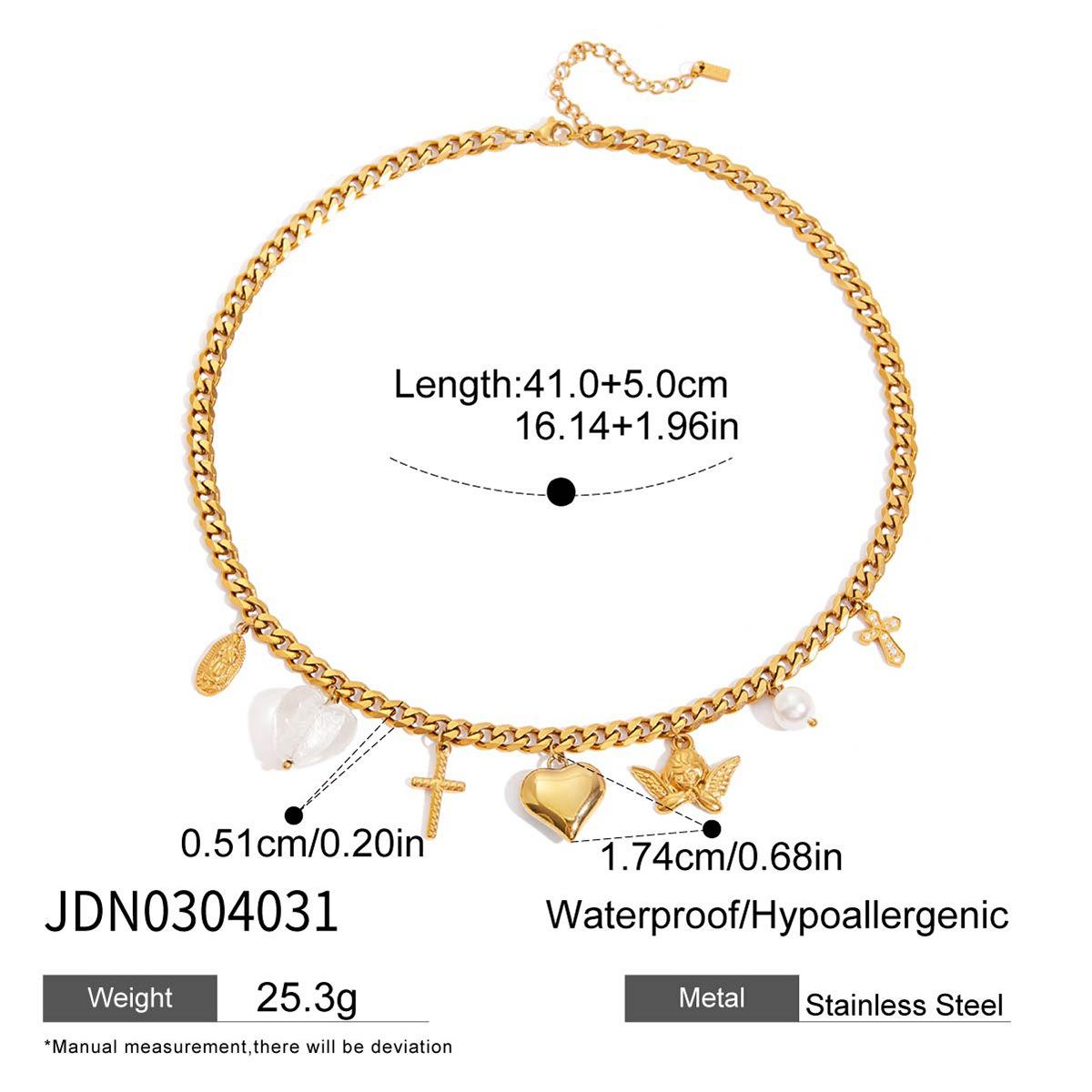 

Design Holiday Style 18K Gold Pearl Love Cross with White Diamond Cross Pendant Necklace