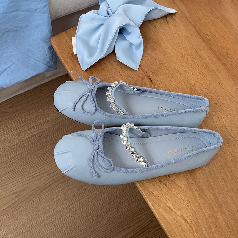 Fashion Fashion Rhinestones Women Ballet Flats Lolita Shoes Soft Female Round Toe Footwear Shallow Ladies Flats Mary Janes Shoes