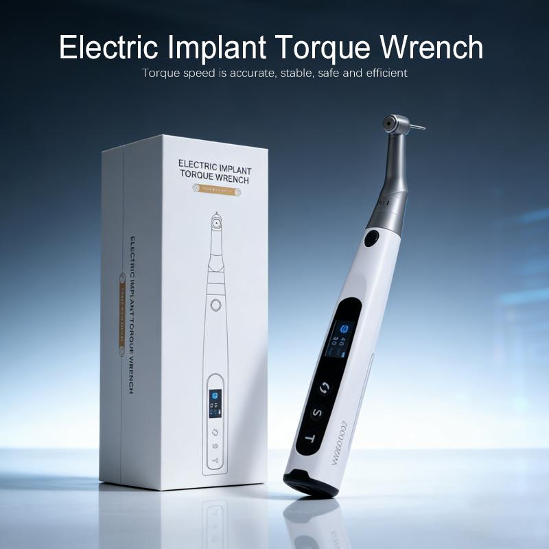 Дентальный мотор для имплантации, электрический беспроводной динамометрический ключ, динамометрический ключ для имплантации с 16 отвертками, угловой мотор белый