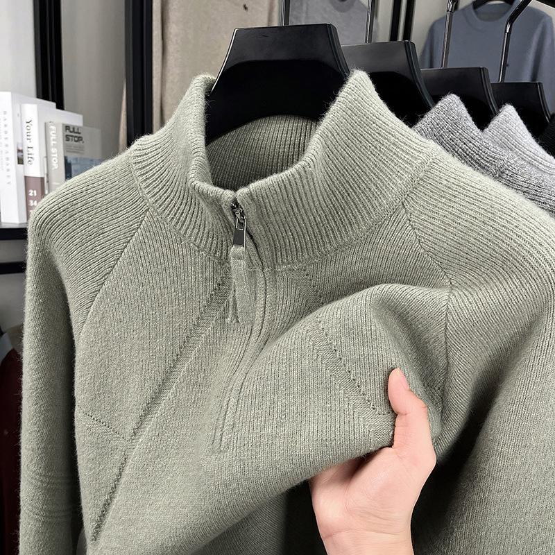 Men’s 850g Half-Zip Winter Sweater - Thick, Warm, Casual Knitwear M