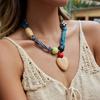 Youthway Elegant Wooden Heart Pendant Necklace For Women Colorful Cloth Chain Vintage Necklace Simple Fashion Jewelry Girls Gift