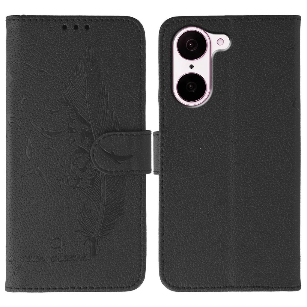 Pro OnePlus Nord CE5 5G/Ace 5 Racing 5G Pouzdro Vzor Peří PU Kůže Peněženka Kryt na Telefon