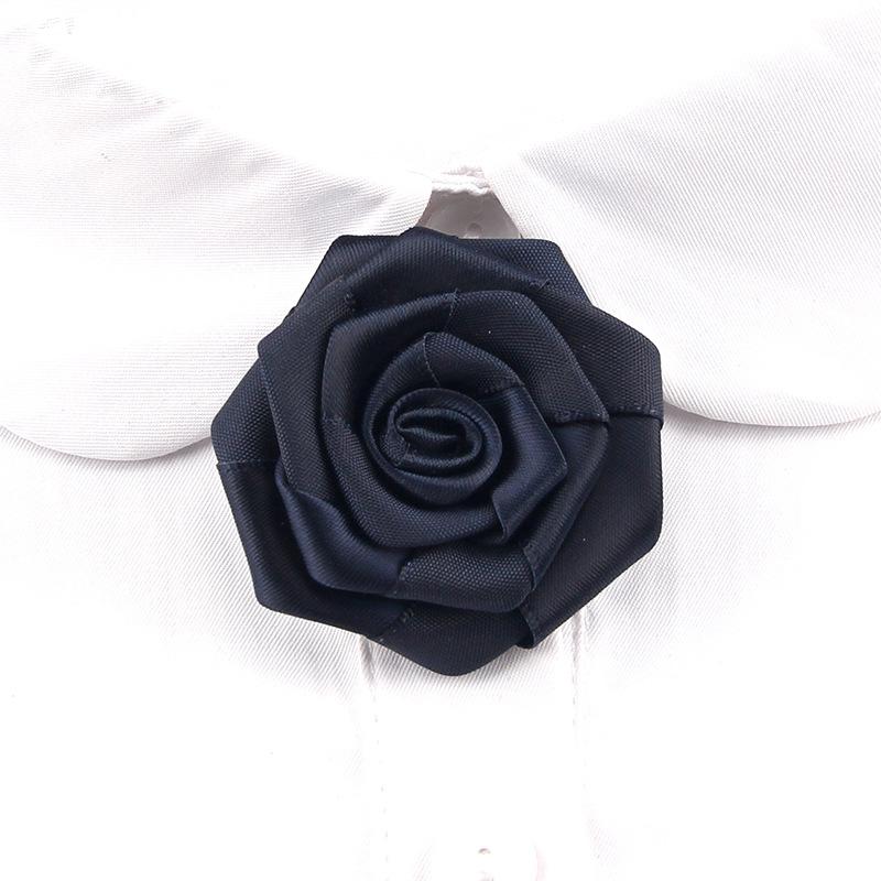 Vintage Simple Black Rose Corsage Brooch Mourning Brooches Shirt Neck Tie Brooch Women Clothing Collar Pin Accessories