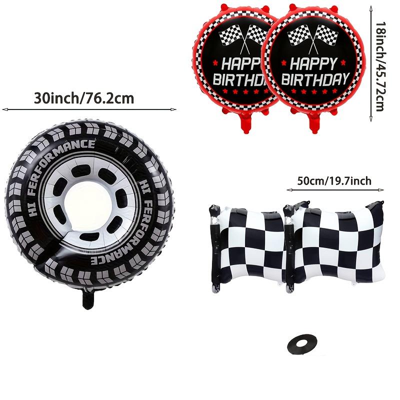5pcs Racing-themed Balloon Set Including Racing Flag Tire and Red/black Foil Birthday Balloons Birthday Party Decorations
