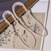 Natural Deep Sea Shell Pearl Necklace & Bracelet Set - Three-Piece Round Choker for Women