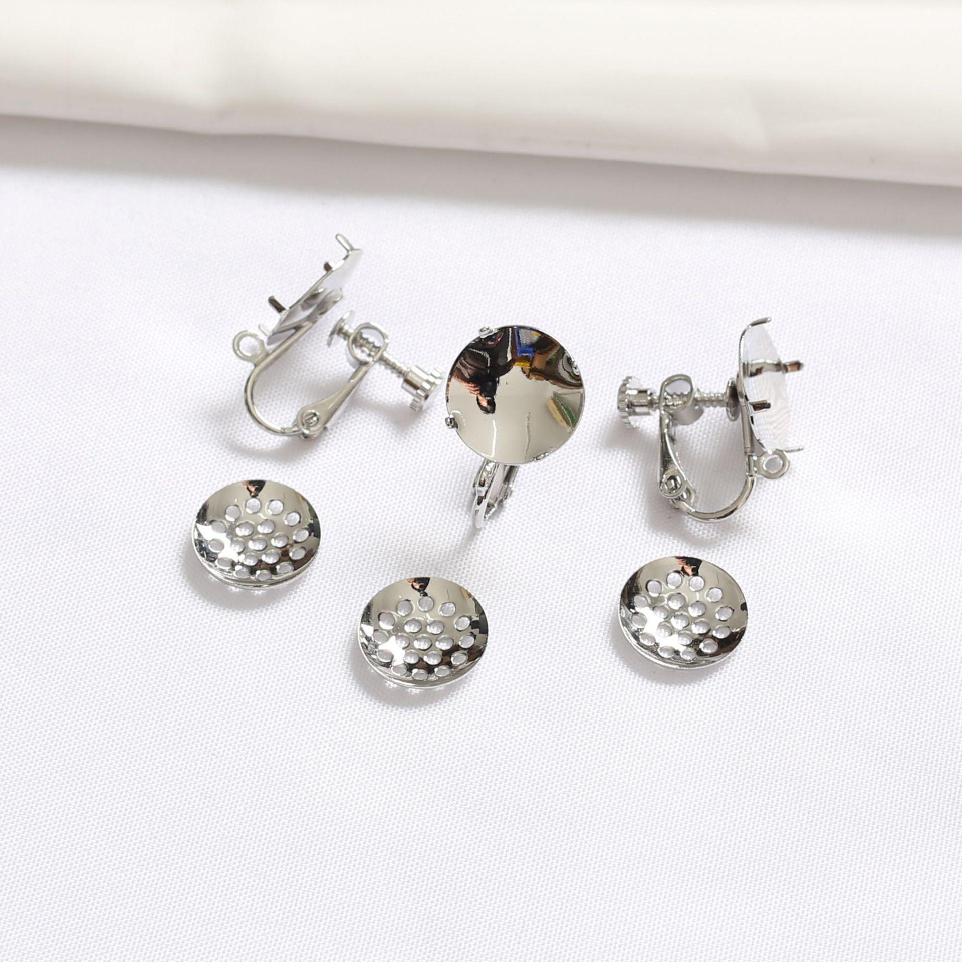 

10 шт. 14-каратная золотая круглая душевая головка, сетчатый диск, винты, клипсы для ушей, аксессуары для сережек ручной работы, безухий артефакт