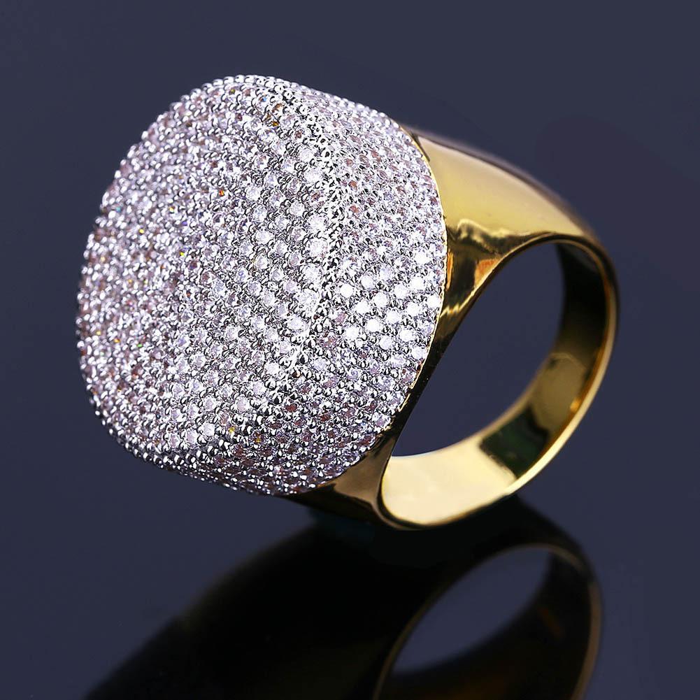 European and American Mens Personalized Micro Inlaid Zircon Hip Hop Big Head Ring Jewelry