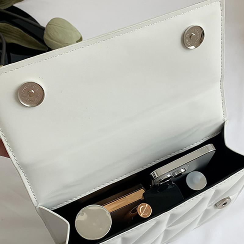 Solid Plaid Crossbody Bags For Women, Chain Decor Fashion Shoulder Bag Ladies Handbag For Daily Used CLE