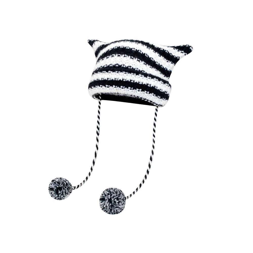 Christmas Hat Y2K Trend Autumn Winter Unisex Harajuku Punk Gothic Knit Cat Ear Little Devil Kawaii Millinery Soft Knit Hat