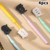 4Pcs Portable Toothbrush Head Case Cat Shape Toothbrush Head Covers  Bathroom Supplies