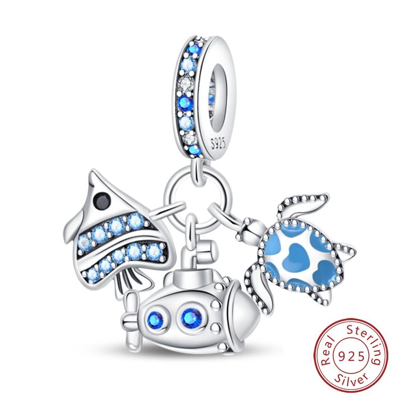 New Copper Ocean Series Mermaids Shell Charms Beads Fit Qikaola Original Bracelets Fine Birthday Diy Jewelry