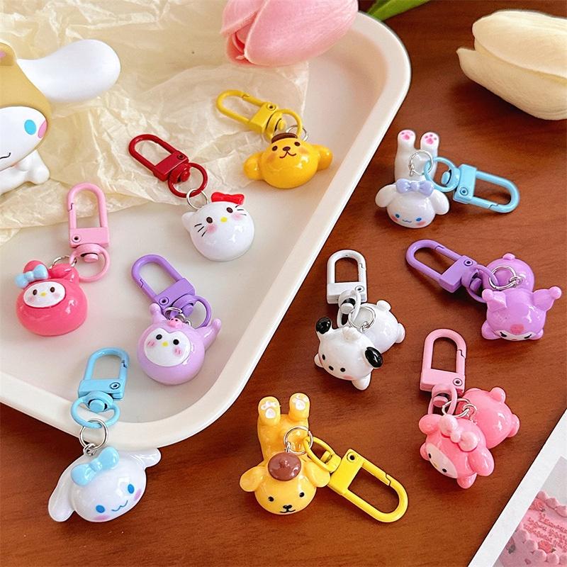 Lovely Cartoon Round Face Keychain Pendant Japanese Style Sweet And Cute Girl Heart Bookbag Accessory Bff Gift