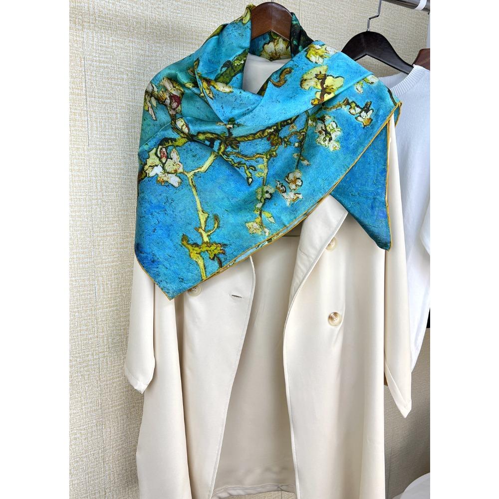Van Gogh Famous Painting Series Silk Mulberry Silk Square Scarf Gift Silk Scarf Professional Scarf Scarf Female