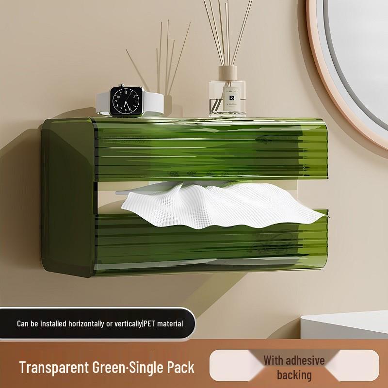 Wall-Mounted Tissue Box for Bathroom, Kitchen & Toilet - Upside-Down Tissue and Face Towel Dispenser