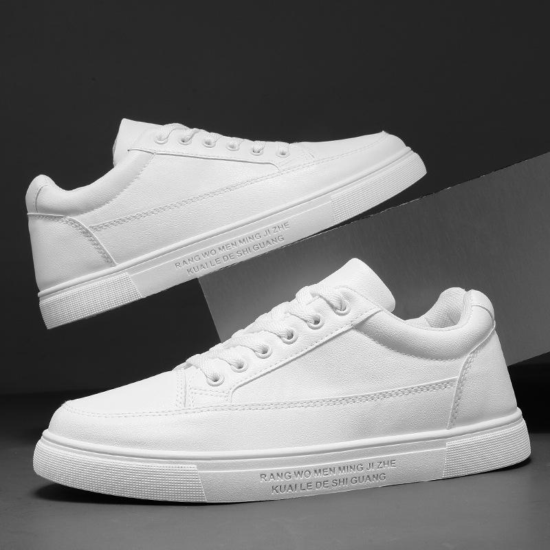 

2025 autumn new men s shoes little white shoes men s Hong Kong style casual shoes men s trendy shoes men s leather surface Korean version board shoes 35 білий