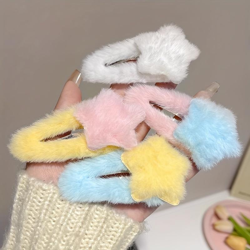 Plush Star Decor Hair Clips Autumn And Winter Hair Accessories Gift for Eid, Ramadan