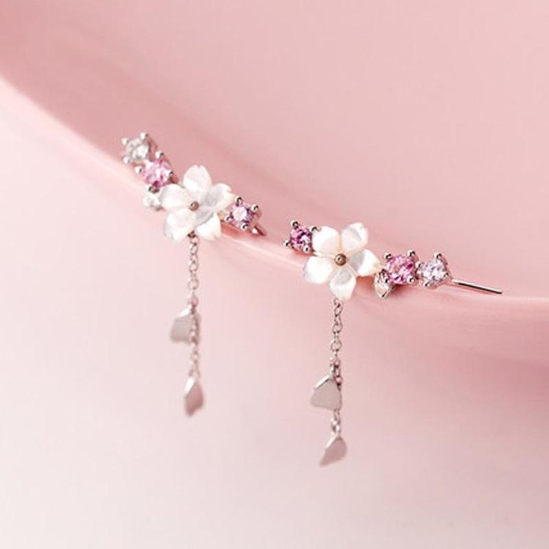 Simple Shell flower tassel earrings woman jewelry gift