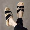 Fashion Women's Luxury Designer Flat Plush Slippers 2024 Autumn and Winter Hot Sale Casual Flocked Lamb Hair Open Toe Slippers Pantufla