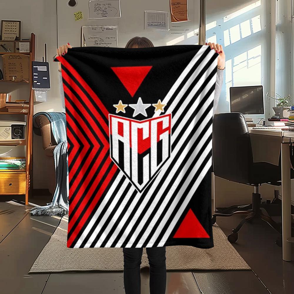 1Pc Atlético Goianiense Print Flannel Blanket High Quality Warm Comfortable Cover for All Seasons Perfect for Gifts Home Decor