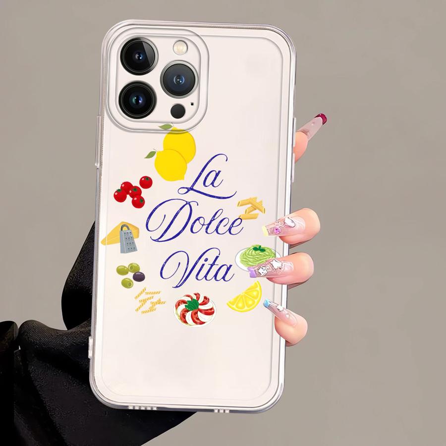 Soft Phone Cover Case for iPhone 17 Pro Max 16 XS Max 15 12 Mini XR 13 Pro 14 Plus 11 Air 7 8 Fruit Letters