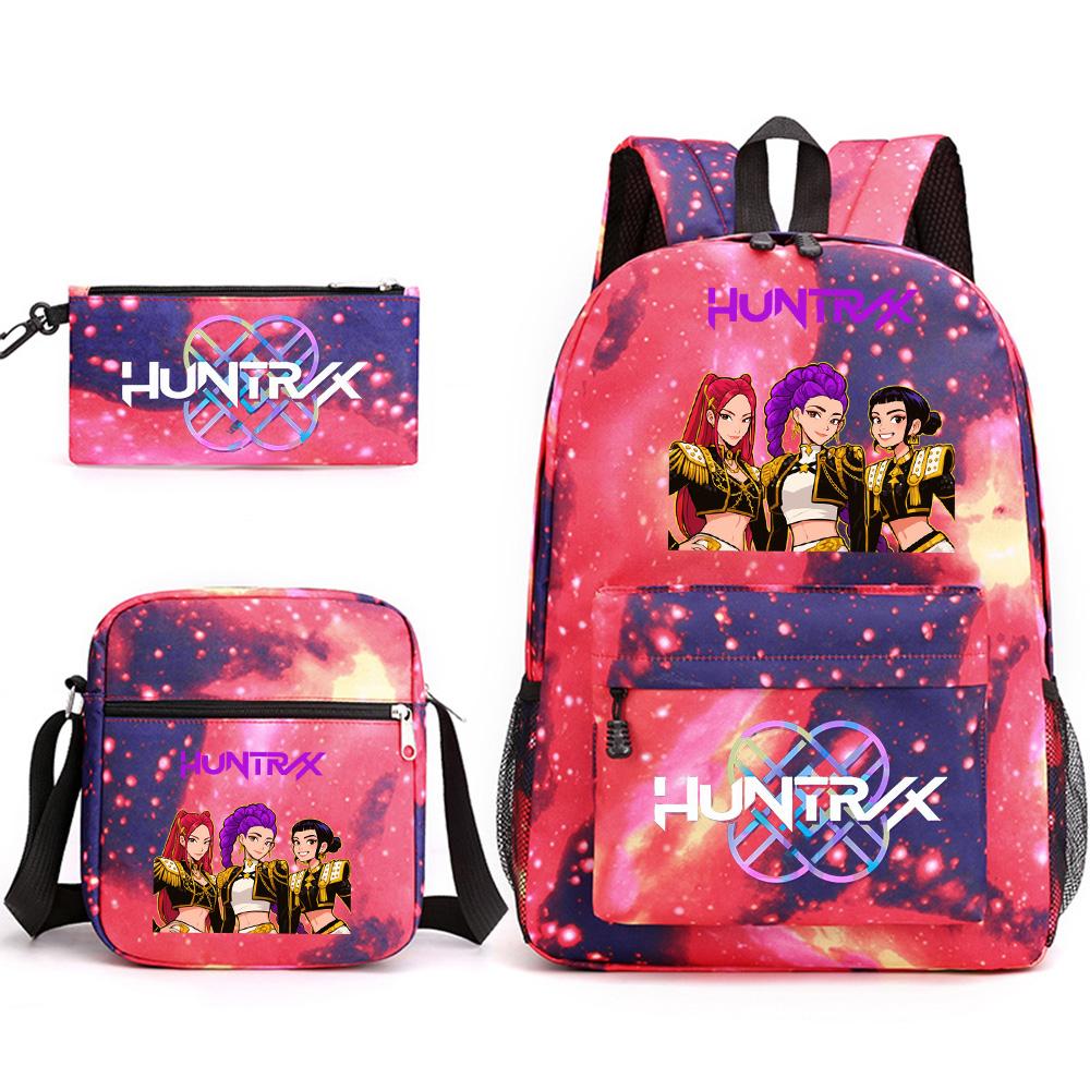 3Pcs/set Anime Printed Backpack with Shoulder Bag Pencil Case for Teenager Student Boy Girl SchoolBag Large Capacity Waterproof Bookbag Kid Gift