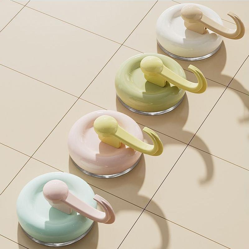 4Pcs Reusable Round Vacuum Suction Cup Hook Colorful Seamless Wall Hanger Accessories Punch-Free Door Hooks Toilet