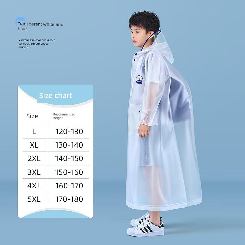 Children's Raincoat for Boys and Girls, Students, with a Special Section for School Bags, Long Full-Body Raincoat for Older Kids, Rainproof Against