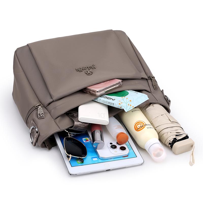 Borsa Tote Versatile in Nylon con Manici in Nastro Tasche con Zip Tracolla Regolabile Borsa a Spalla Casual da Donna per l'Uso Quotidiano