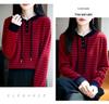 Women's Casual Wool Striped Hoodie - Three-Button, Color-Block, Loose Fit for Spring/Autumn