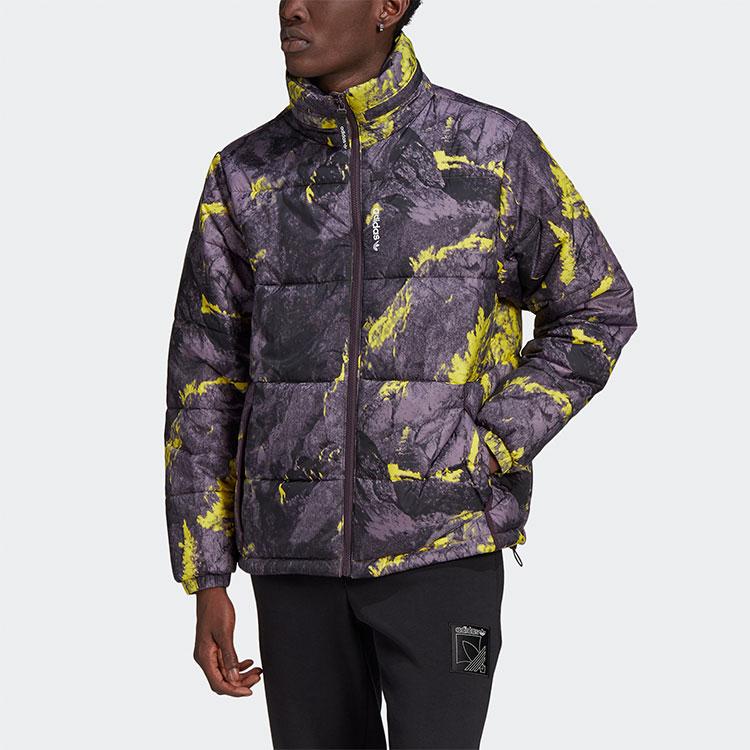 Adidas Originals Clover Adventure Puff Warm Printed Stand-Collar Cotton Jacket Men Outerwear Floral GE1286