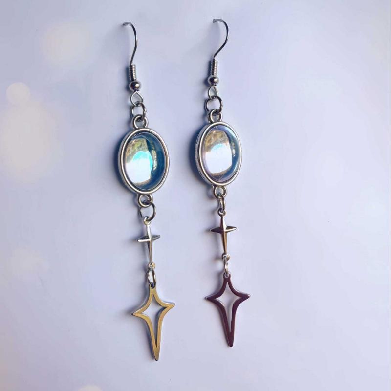 Polaris Earrings: Low-Allergen Y2K Gothic White AB Glass Dangles